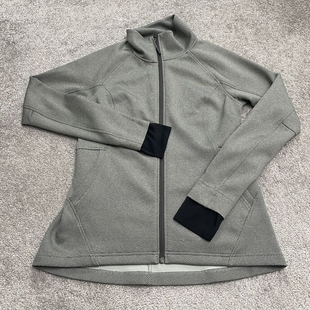 The North Face Active Jacket Women Small Gray Thumbholes Full Zip Pocket Outdoor